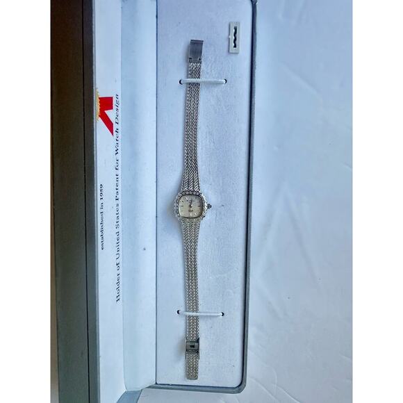 Marcel Drucker Watch Silver Quarts And Diamond Boarder With Stainless Steel - Picture 1 of 12